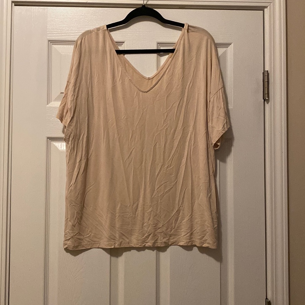 Tan v-neck Piko top